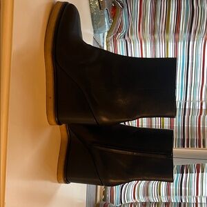 Celine Black Leather Heeled Boots